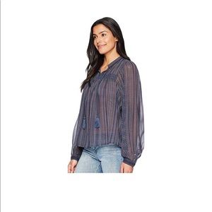 Shear print peasant top